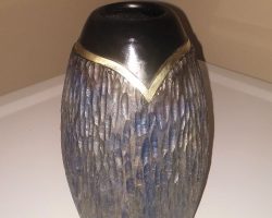 Turned & Carved Vase w Brass – Dick Hoffmann