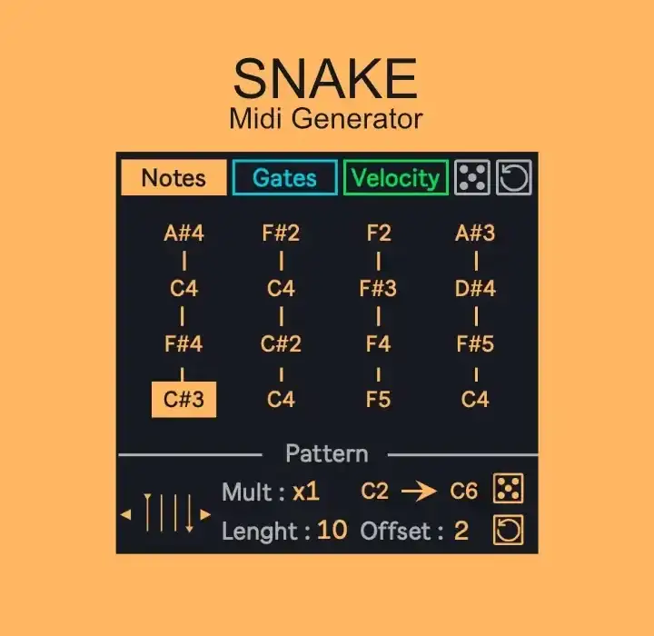 Maxime Dangles Snake (Midi Generator) [Max for Live] preview