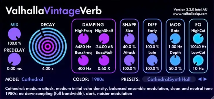ValhallaDSP Valhalla VintageVerb (Win & Mac) preview