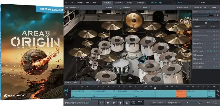 Toontrack Area 33 Origin SDX [SUPERIOR DRUMMER 3 EXPANSION-MIDI] preview