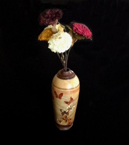 Butterfly Vase with Wooden Flowers - Dick Hoffmann